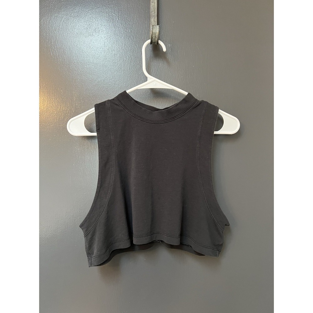 Lululemon Cropped Tank Top Womens Sz 4 Black Active Yoga Gym Running
